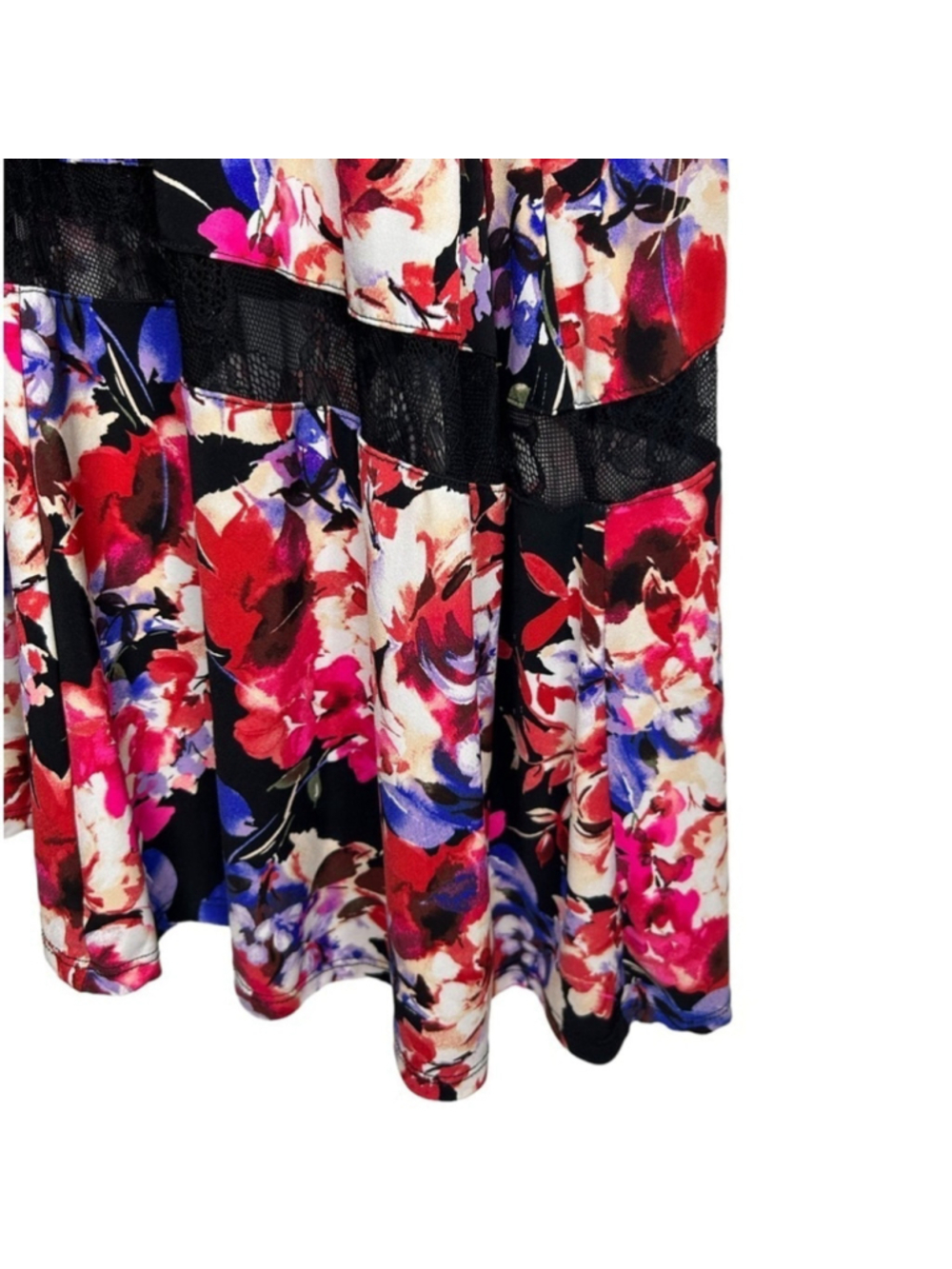 Torrid Midi Studio Knit Fit & Flare Black Floral Asymmetrical Dress Size 1X - Picture 13 of 14